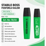 Stabilo Boss Fosforlu Kalem 1 Adet – Metin Işaretleme Kalemi - 70/33 YEŞİL