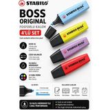 Stabilo Boss Original 4'lü Pastel Fosforlu Kalem Seti - Çok Renkli - Standart