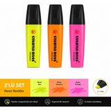 Stabilo Boss Original Fosforlu Kalem 3'lü Set Neon Sarı Turuncu Pembe