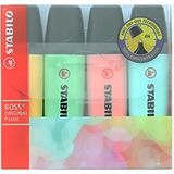 Stabilo | Boss Original Fosforlu Kalem Seti, 4'lü Pastel Renkler, 2-5 mm Uç, Anti-Dry-Out Teknolojisi - Çok Renkli - Boss Set