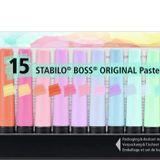 STABILO BOSS ORIGINAL Pastel - Fosforlu Kalem - 15'li Masa Seti - 14 Karışık Renk (2x Tozlu Gri)