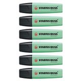 STABILO BOSS orijinal pastel fosforlu kalem 2-5 mm eğimli uç, pastel yeşil, 6 adet