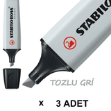 Stabilo Boss Pastel Tozlu 3 Adet Gri Fosforlu Kalem