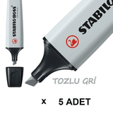 Stabilo Boss Pastel Tozlu 5 Adet Gri Fosforlu Kalem