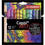 STABILO Cappi ARTY - Keçe Uçlu Boya Kalemi - 12'li Paket - Çeşitli Renkler + 1 kapak halkası