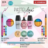 Stabilo Fosforlu Kalem Pastellove Mini Set 35 Li Renkli Kalemler ile Eğlenceli Yazım Deneyimi EO77/5 9 /