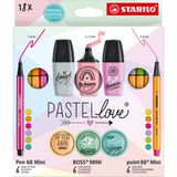 Stabilo Pastellove Mini Set 18'li 775 8 İnce Uçlu Keçeli Kalemler Özel Renkli Tasarım