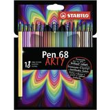 STABILO Pen 68 ARTY - Keçe Uçlu Boya Kalemi - 18'li Paket - Çeşitli Renkler