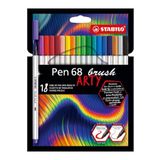 STABILO Pen 68 brush ARTY - Keçe Uçlu Boya Kalemi - 18'li Paket - Çeşitli Renkler