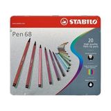 Stabilo Pen 68 Fibre Tip Keçeli Kalem 20 Renk Metal Kutu