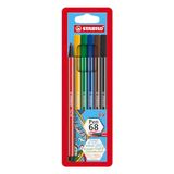 STABILO Pen 68 - Keçe Uçlu Boya Kalemi - 6 'lı Askılı Paket - 6 Farklı Renkte