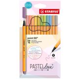 STABILO point 88 - Keçe Uçlu Kalem - Pastellove Set - 12'li Paket - Çeşitli Renkler