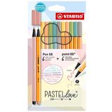 STABILO point 88 & Pen 68 Pastellove - İnce Keçe Uçlu Kalem ve Keçe Uçlu Boya Kalemi - 12'li Paket - Çeşitli Renkler