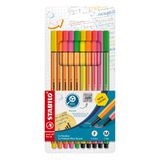 STABILO point 88+Pen 68 - İnce Keçe Uçlu Kalem ve Keçe Uçlu Boya Kalemi - 10'lu Paket - Çeşitli Neon Renkler