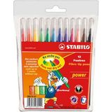 Stabilo Power 12'li Set Keçeli Kalem Renkli Kalite Su Bazlı Mürekkep Kullanımı