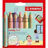 stabilo woody 3in1 pastel kuru boya kalemi 6 ren + kalemtıraş 8806-3 - Yok