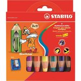 Stabilo Woody Kuru Boya 3in1 6 Renk Kalemtraş - Renkli