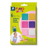 STAEDTLER FIMO Kids fırında sertleşen modelleme hamuru, Girlie" malzeme paketi, çekici, modaya uygun renk seçenekleri, özellikle yumuşak, yüksek kalite, her biri 42 gram 6 blok, 8032 02