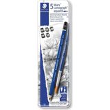 Staedtler Mars Lumograph Aquarell Dereceli Karakalem Eskiz Çizim Seti 5'li + Fırça Metal Kutu