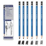 Staedtler Mars Lumograph Dereceli Kalem Karakalem Eskiz Çizim Seti 6'lı Set Metal Kutu