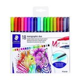 Staedtler Marsgraphic Duo Çift Taraflı Fırça Uçlu Marker 18 RENK SET