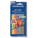 Staedtler Noris Clup Jumbo Üçgen 10'lu Kalemtraş Hediyeli Kuru Boya Seti