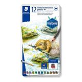 Staedtler Tinted Watercolour Pencils Boya Kalemi 12 Renk Metal Kutu Doga Renkleri