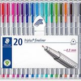 Staedtler Triplus Fineliner, üçgen, 20 parlak renkli set + Triplus Color seti, 20 parlak keçeli kalem, yüksek kalite - çocuklara uygun DIN EN-71