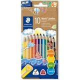 Staedtler & WizDesign 128 Nc Noris Club Üçgen Jumbo Kuru Boya Kalemleri – Kalemtıraş Hediyeli (10 Veya 12 Renk Seçenekleri) - 128 NC10 NORIS CLUP ÜÇGEN JUMBO KURUBOYA 10'LU (KALEMTRAŞ HEDİYELİ)