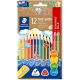 Staedtler & WizDesign 128 Nc Noris Club Üçgen Jumbo Kuru Boya Kalemleri – Kalemtıraş Hediyeli (10 Veya 12 Renk Seçenekleri) - 128 NC12P1 NORIS CLUP ÜÇGEN JUMBO KURU BOYA 12'Lİ (10+2 hediye+kalemtraş )
