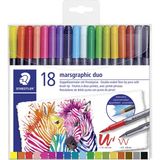 Staedtler & WizDesign 3001 Tb Watercolour Brush Çift Uçlu Keçeli Kalem – (18 Veya 36 Renk Seçenekleri) - 3001 TB18 18'Lİ