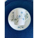 Staffordshire Moorland Serisi Mavi Çan Çiçeği Desen Vintage Porselen 1 Adet Zarif İngiliz Kahve Fincanı