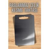 Stainless Art Paslanmaz Çelik Kesme Tahtası Antibakteriyel Üst Düzey Kaliteli (1 Adet) 30x20