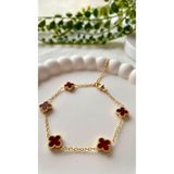 stainless steell Çelik Mini Gold Bordo Cleef Bileklik