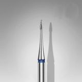 STALEKS PRO Expert elmas tırnak matkap ucu (mini alev, mavi, 1 mm kafa / 3 mm WP) - donanım manikür/pedikürde hassas manikür, pterjium ve tırnak kenarı işleme için orta derecede aşındırıcılık