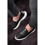 Stamped Hakiki Deri Erkek Günlük Ayakkabı, Loafer Ayakkabı, Hafif Ayakkabı, Yazlık Ayakkabı siyah