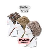 Standart Beden 3lü Best Seller Kahverengi Akasya Çiçekler Haki Şal Desen Leopar Cerrahi Bone