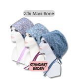 Standart Beden 3lü Mavi Bone İndigo Çıtır Mavi Çiçek Bahçesi Mavi Nazlı Çiçekler Cerrahi Bone