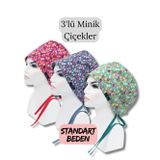 Standart Beden 3lü Minik Çiçekler Fuşya Mavi Yeşil Minik Çiçekler Cerrahi Bone