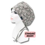 Standart Beden Gri Çıtı Pıtı Çiçekler Cerrahi Bone Doktor Hemşire Sağlıkçı Hastane Bonesi