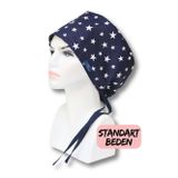 Standart Beden Lacivert Büyük Yıldızlar Cerrahi Bone Doktor Hemşire Sağlıkçı Hastane Aşçı Bonesi