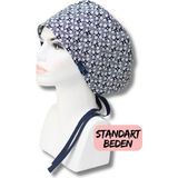 Standart Beden Lacivert Çıtır Papatyalar Cerrahi Bone Doktor Hemşire Sağlıkçı Hastane Bonesi