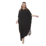 Standart büyük beden kimono elbise kadın tunik rahat maksi kaftan uzun yakalı abaya cotton pamuk