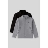 Standart Fit 2li Paket Siyah-Gri Melanj Erkek Çocuk Sweatshirt - 11245