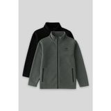 Standart Fit 2li Paket Siyah-Haki Erkek Çocuk Polar Sweatshirt - 11223