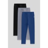 Standart Fit Basic 3lü Paket Siyah-Gri-İndigo Kız Çocuk Tayt - 75047