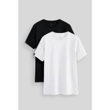 Standart Fit Basic O Yaka 2li Paket Siyah-Beyaz Erkek T-Shirt - 87911