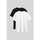 Standart Fit Basic O Yaka 2li Paket Siyah-Beyaz Kadın T-Shirt - 97311
