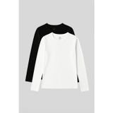 Standart Fit Basic O Yaka 2li Paket Siyah-Beyaz Kadın T-Shirt - 97312