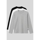 Standart Fit Basic O Yaka 3lü Paket Siyah-Beyaz-Gri Melanj Erkek T-Shirt - 87997